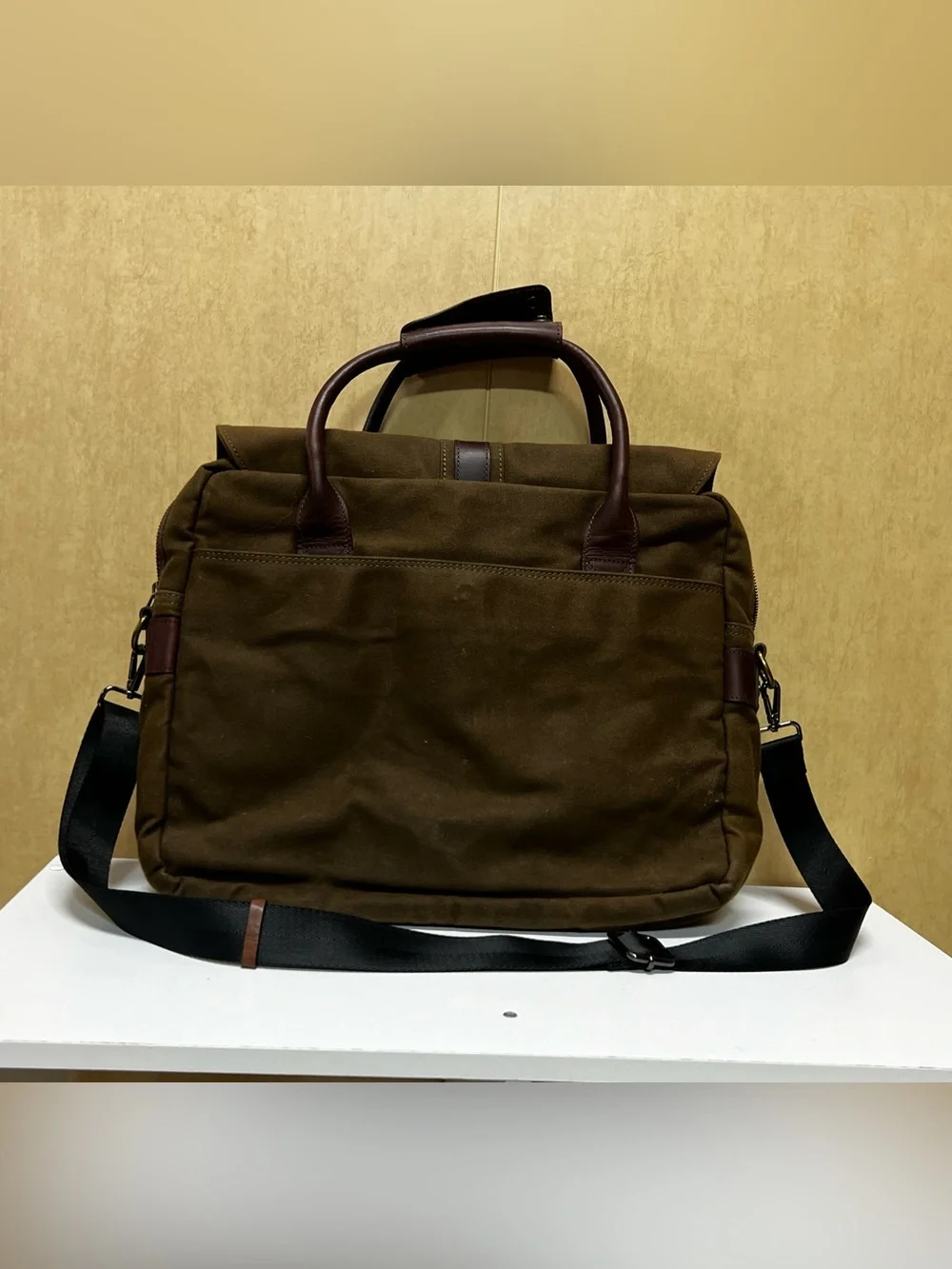 Vintage Racing Green British brown Briefcase messenger bag